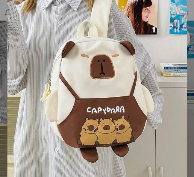 کوله بچگانه وارداتی Capybara خرس خوابالو پارچه کتان