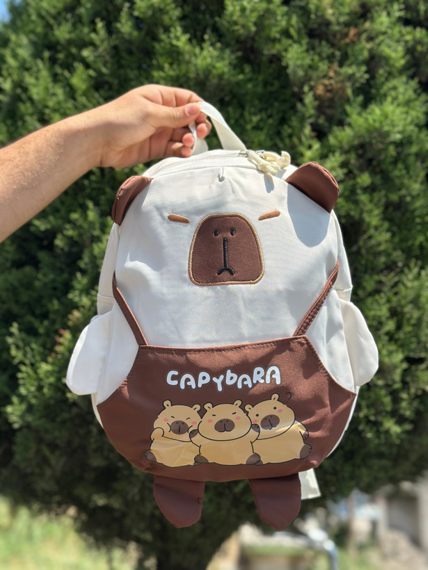 کوله بچگانه وارداتی Capybara خرس خوابالو پارچه کتان