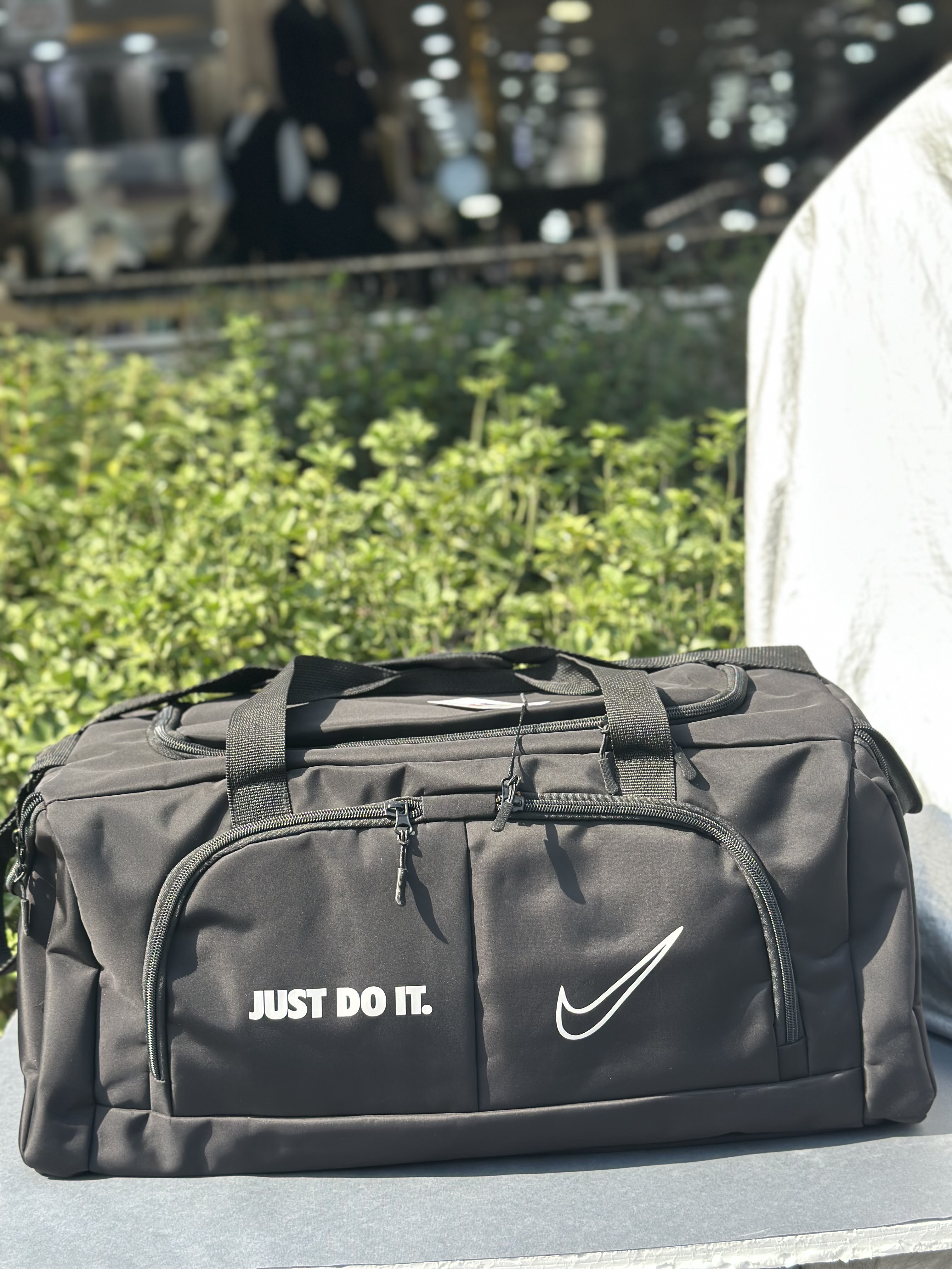 ساک باشگاهی تفکیکی JUST DO IT مدل جا لباس خیس پارچه دیبا خارجی