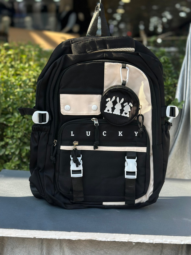 کوله پشتی مدارس فانتزی برند LUCKY مدل خرگوش پارچه برزنت کجرا